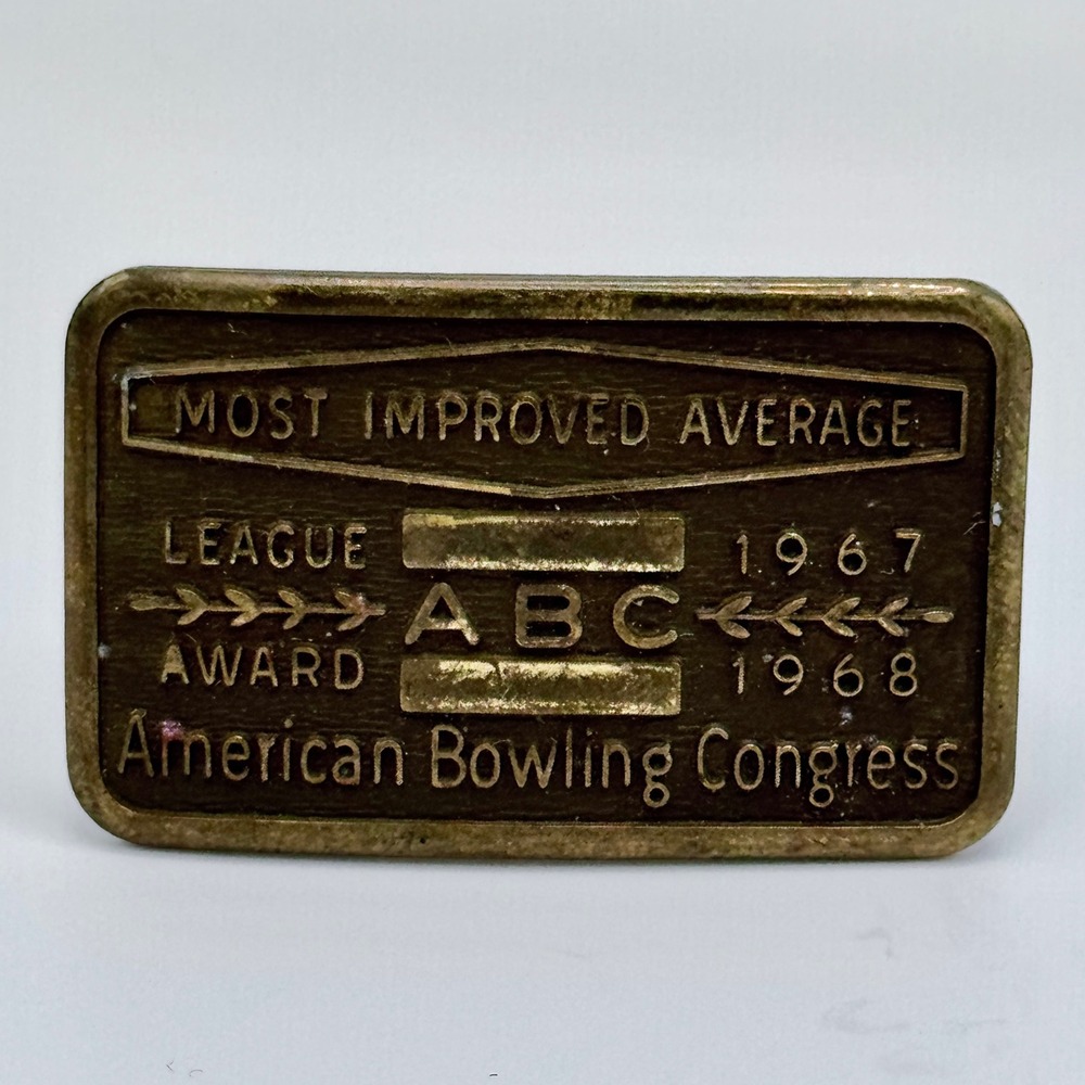Vintage ABC Bowling Award Belt Buckle 1967–68 Most Improved Average Retro‎ Sport